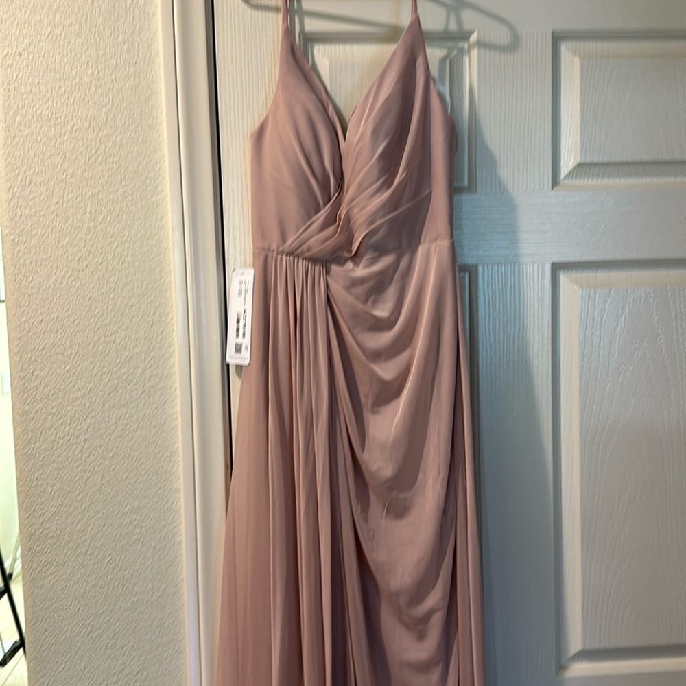Azazie bridesmaids gown, blush pink, size A2, never worn.